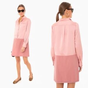 Tuckernuck Blush Silk‎ Delfina Long Sleeve Collared Pocketed Shirt Dress Size XS